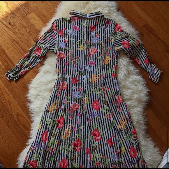 Zara women's maxi shirt dress striped floral - Picture 14 of 16